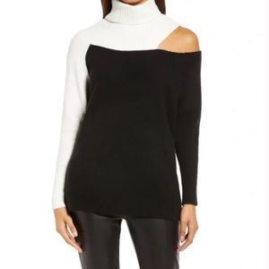 Halogen Black & Ivory Cutout Sweater
